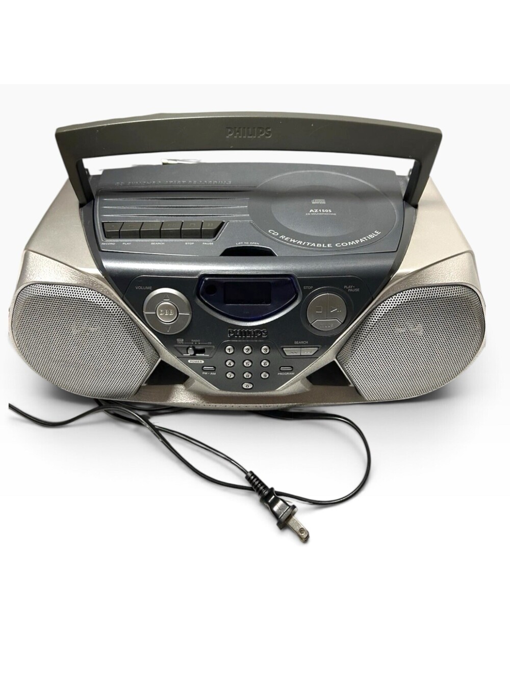 Philips AZ1505 Boombox CD Player Cassette Radio FM Stereo Portable Tested